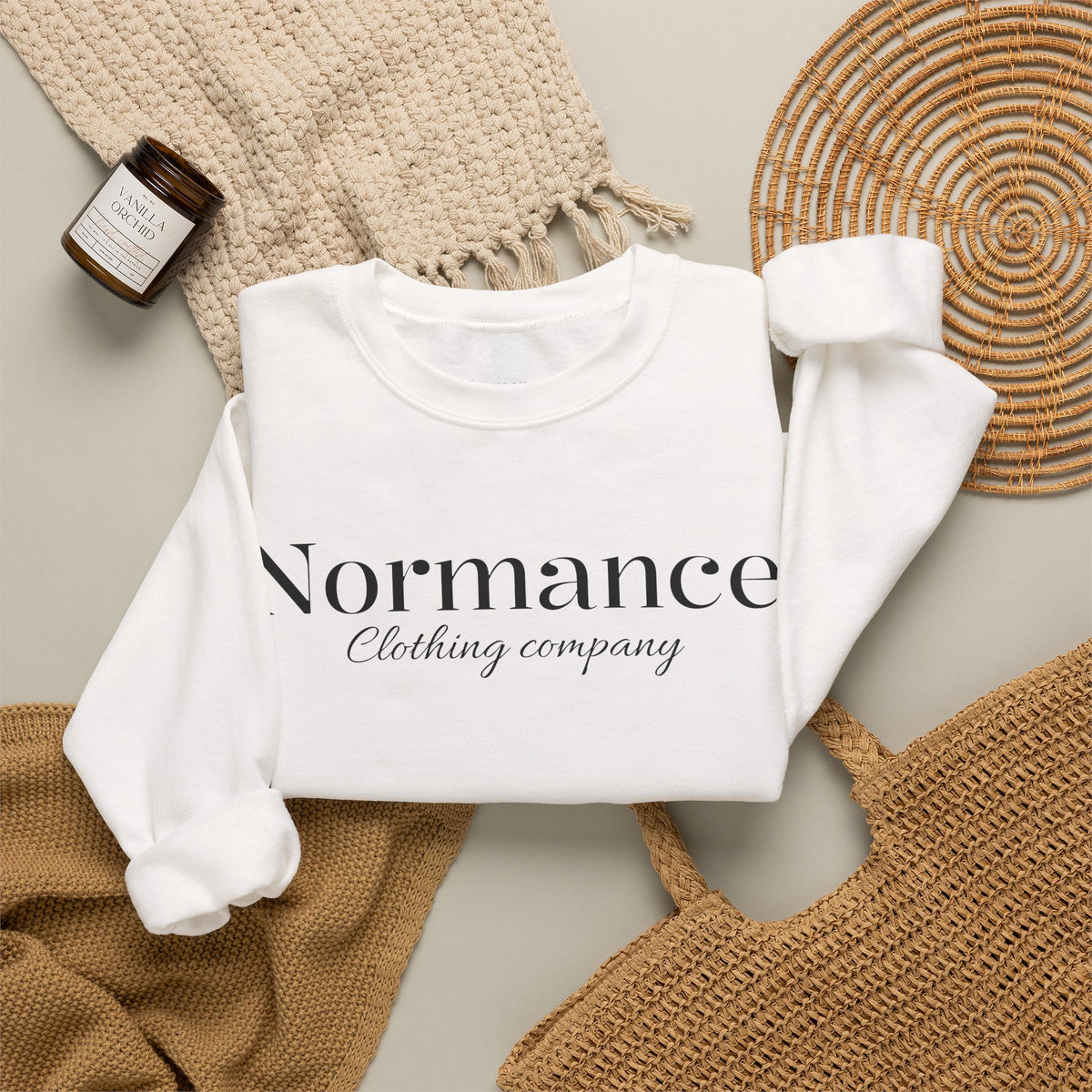 Normance Clothing Company Crewneck Sweatshirt — Minimalist White Pullover