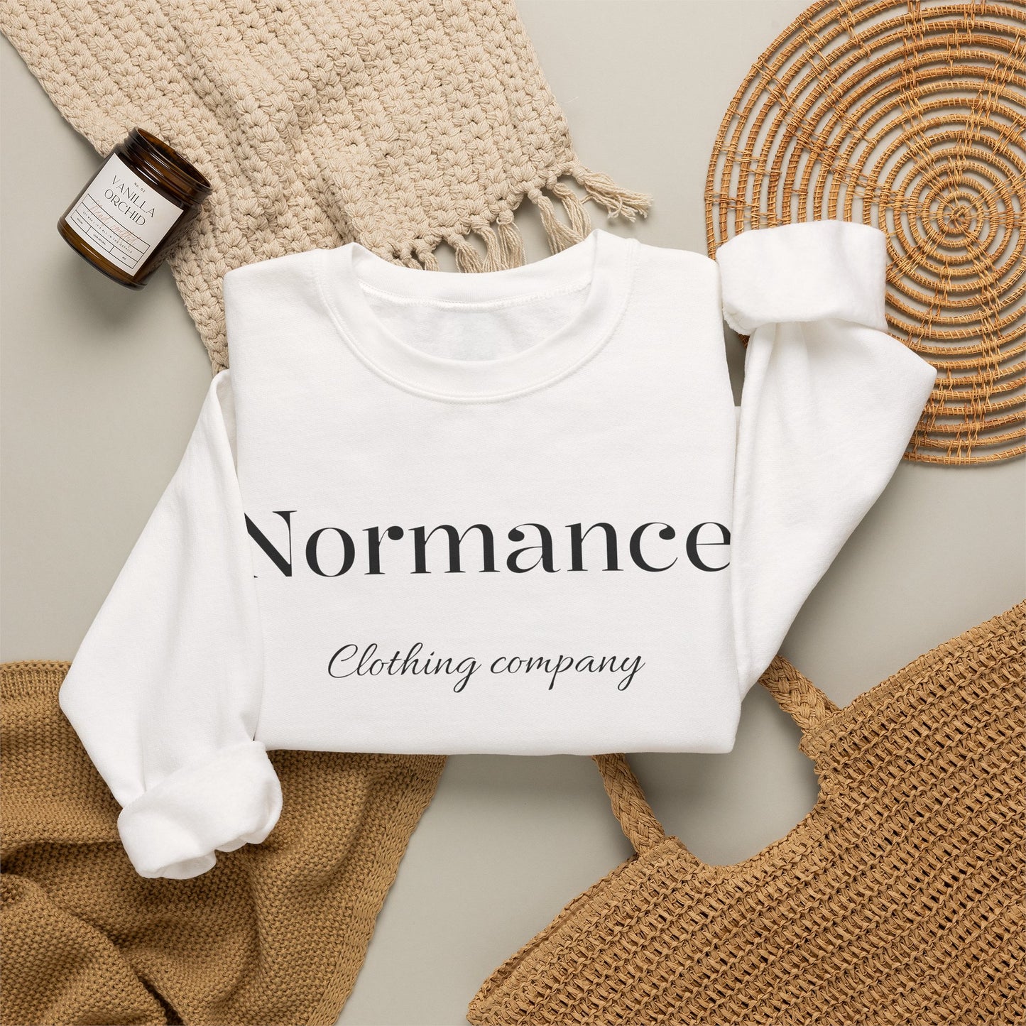 Normance Clothing Company Crewneck Sweatshirt — Minimalist White Pullover
